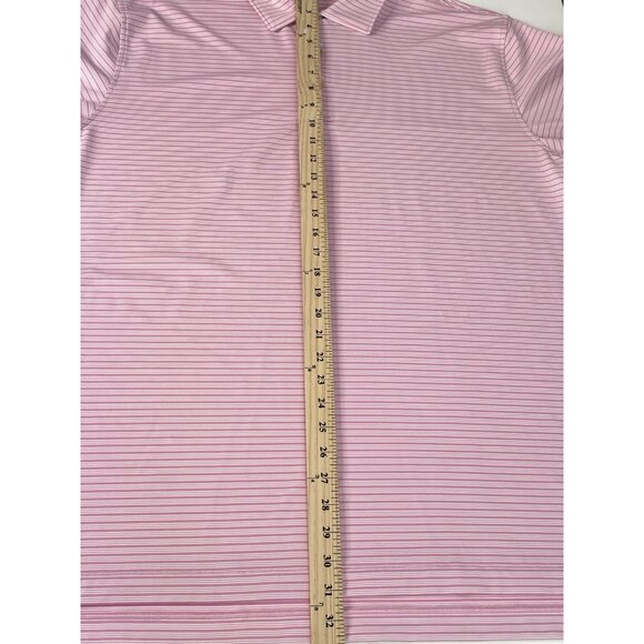 Peter Millar Summer Comfort Pink Bloom Heritage Stripe Golf Polo Mens XL Stretch - Picture 12 of 16